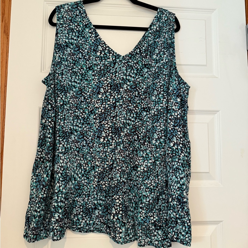 LOFT Sleeveless Tank Top - Teal and White
